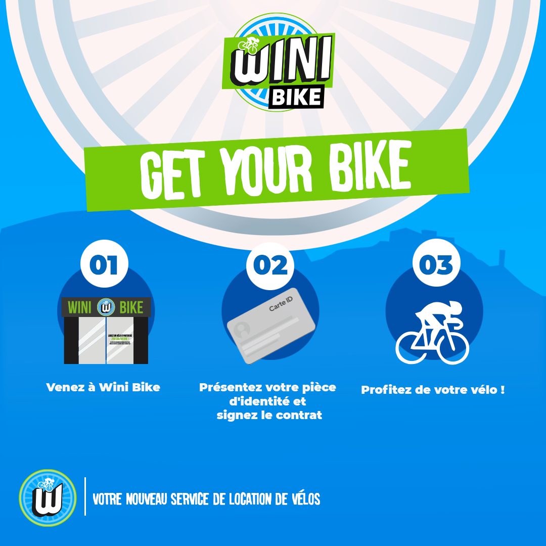 Social post explaining the three steps to rent a bike